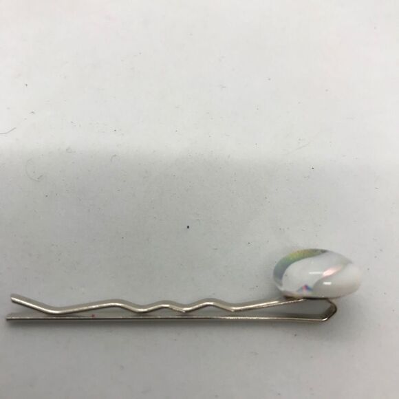 Bobby Pin Diachronic Glass Bobby Pin Hair Accessory White Crystal NWT Handmade - Picture 15 of 15